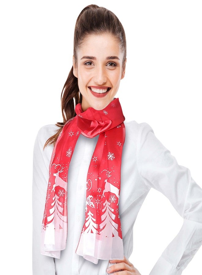 CBC Crown Christmas Theme Scarf, Christmas Scarf - Christmas Winter Day 13"x 60" Made In Korea (WINTER DAY-RED) - Image 2